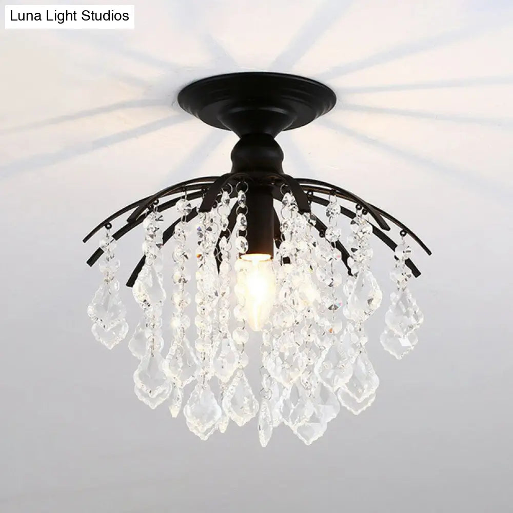 DecorBites™ DecorBites™ Contemporary Crystal Strands Ceiling Light Fixture - Terrace Semi Flush Mount Chandelier