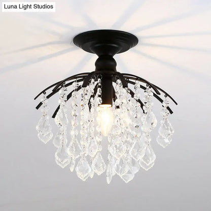 DecorBites™ DecorBites™ Contemporary Crystal Strands Ceiling Light Fixture - Terrace Semi Flush Mount Chandelier