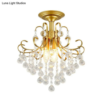 DecorBites™ DecorBites™ Contemporary Crystal Strands Ceiling Light Fixture - Terrace Semi Flush Mount Chandelier