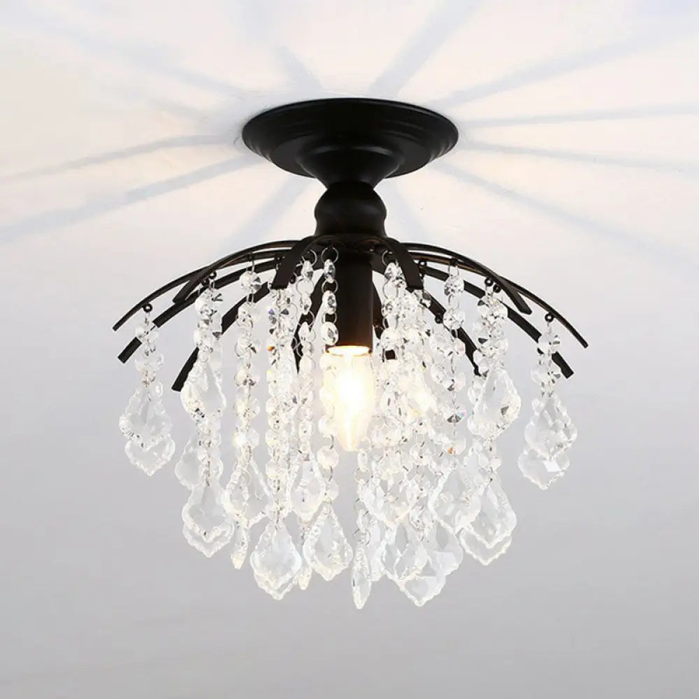 DecorBites™ DecorBites™ Contemporary Crystal Strands Ceiling Light Fixture - Terrace Semi Flush Mount Chandelier