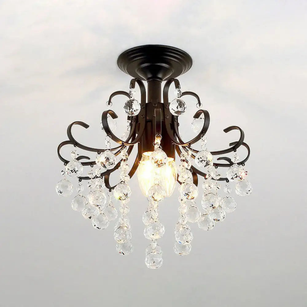 DecorBites™ DecorBites™ Contemporary Crystal Strands Ceiling Light Fixture - Terrace Semi Flush Mount Chandelier