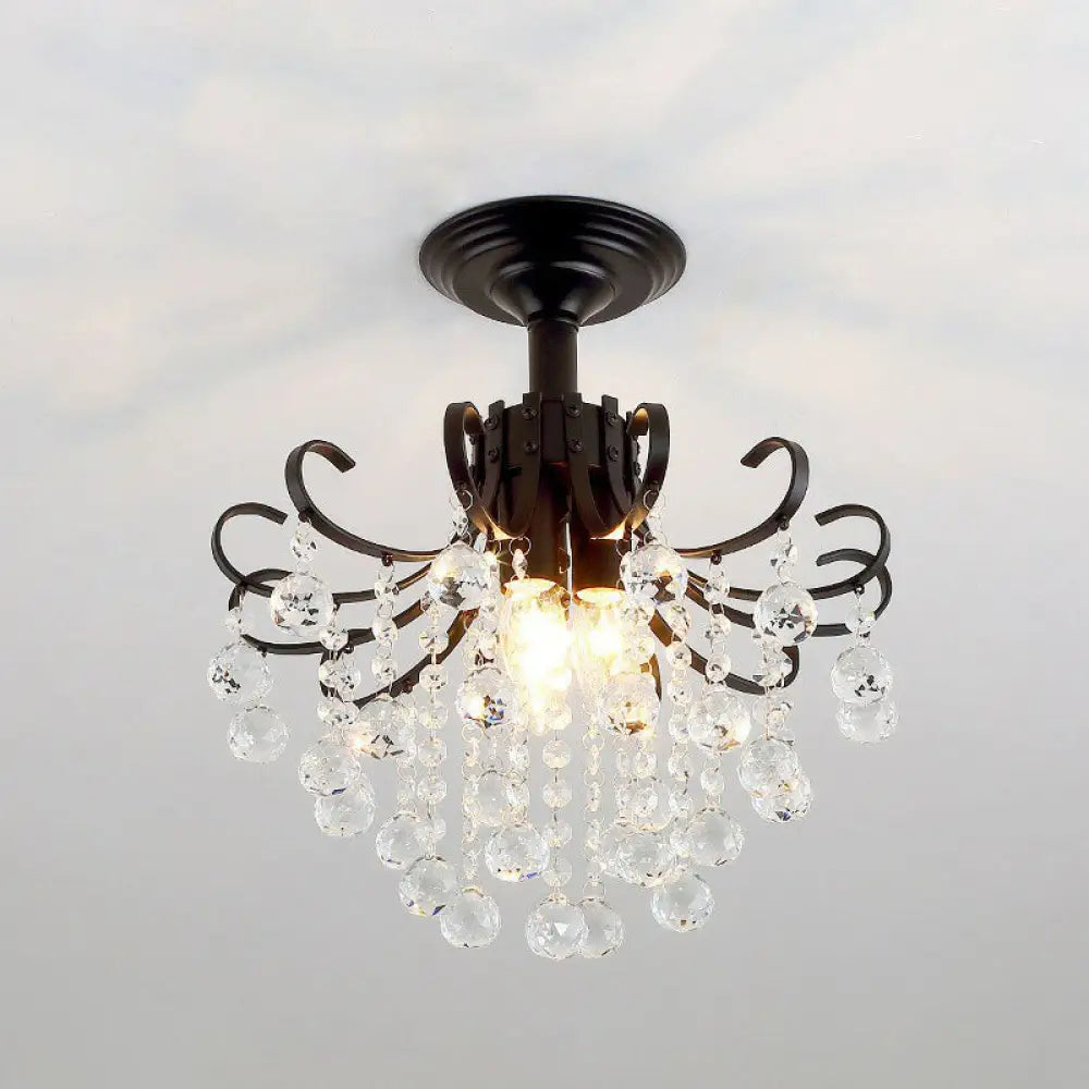 DecorBites™ DecorBites™ Contemporary Crystal Strands Ceiling Light Fixture - Terrace Semi Flush Mount Chandelier