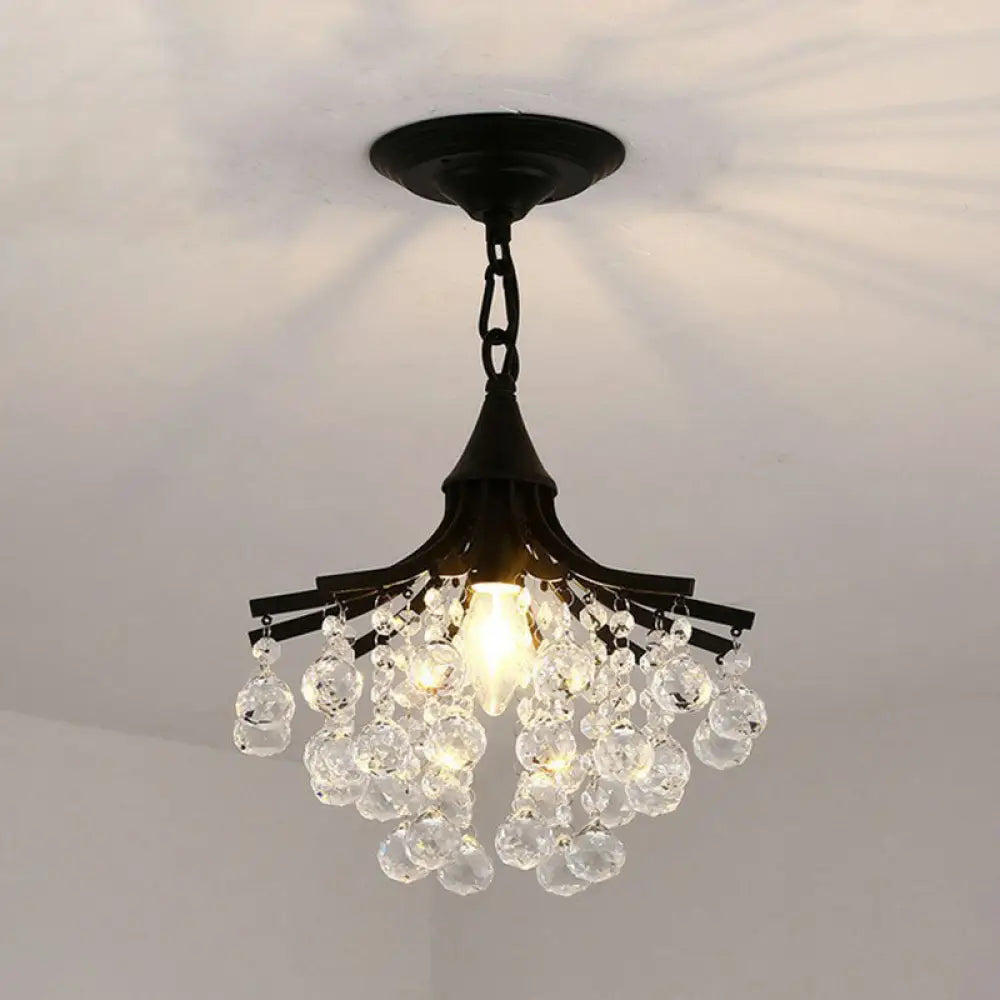 DecorBites™ DecorBites™ Contemporary Crystal Strands Ceiling Light Fixture - Terrace Semi Flush Mount Chandelier