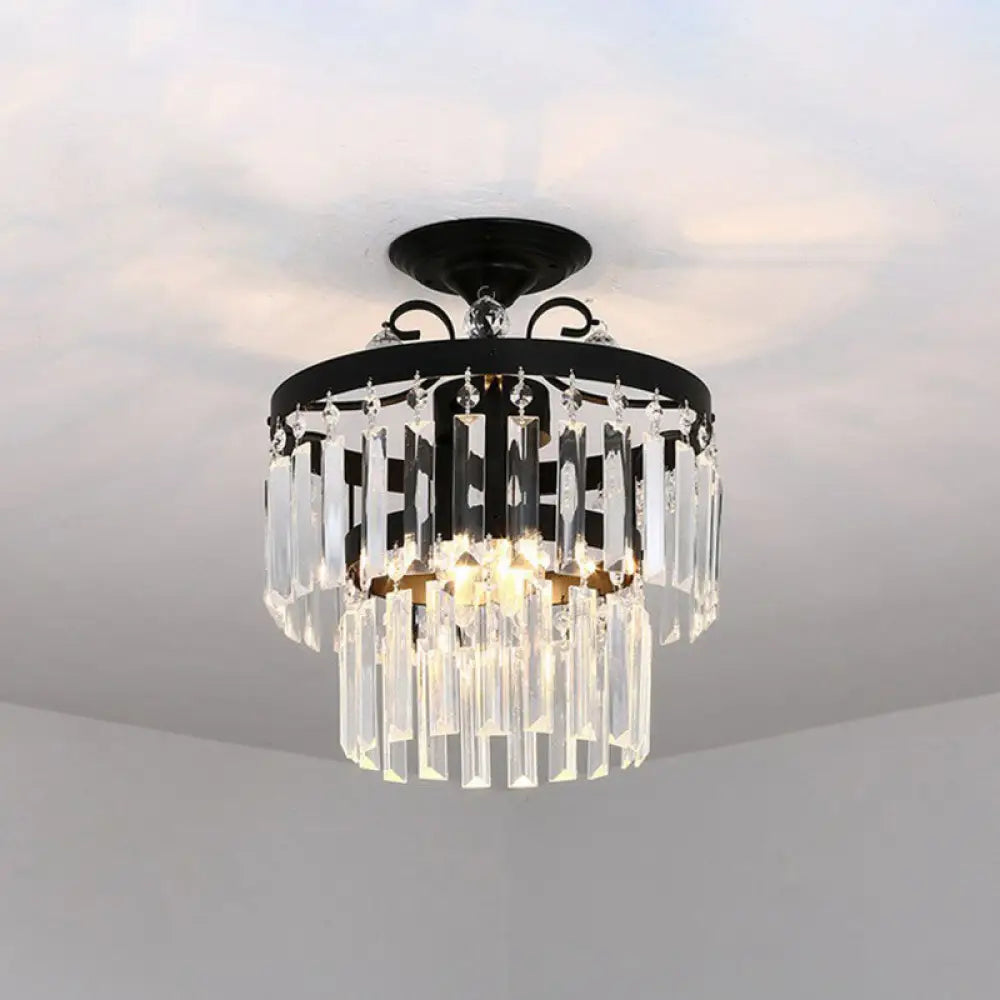 DecorBites™ DecorBites™ Contemporary Crystal Strands Ceiling Light Fixture - Terrace Semi Flush Mount Chandelier