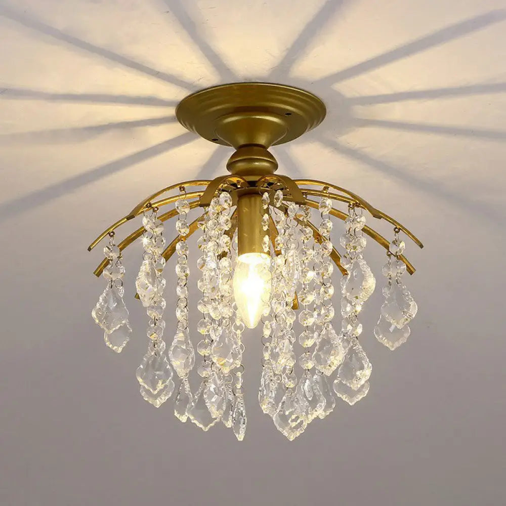 DecorBites™ DecorBites™ Contemporary Crystal Strands Ceiling Light Fixture - Terrace Semi Flush Mount Chandelier