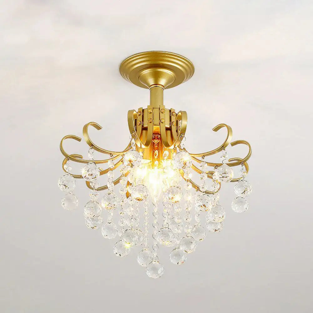 DecorBites™ DecorBites™ Contemporary Crystal Strands Ceiling Light Fixture - Terrace Semi Flush Mount Chandelier