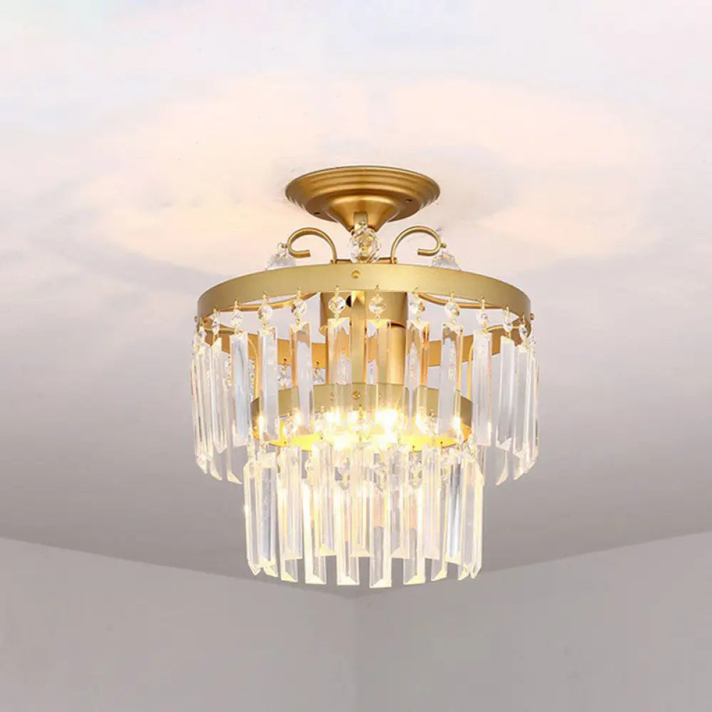 DecorBites™ DecorBites™ Contemporary Crystal Strands Ceiling Light Fixture - Terrace Semi Flush Mount Chandelier
