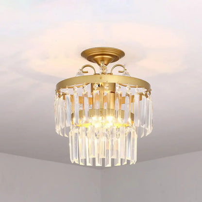DecorBites™ DecorBites™ Contemporary Crystal Strands Ceiling Light Fixture - Terrace Semi Flush Mount Chandelier