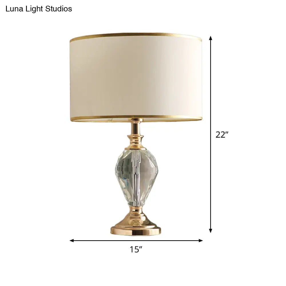 Lámpara de escritorio contemporánea en forma de lágrima con pantalla de tela y cristal - Blanca, 1 cabezal