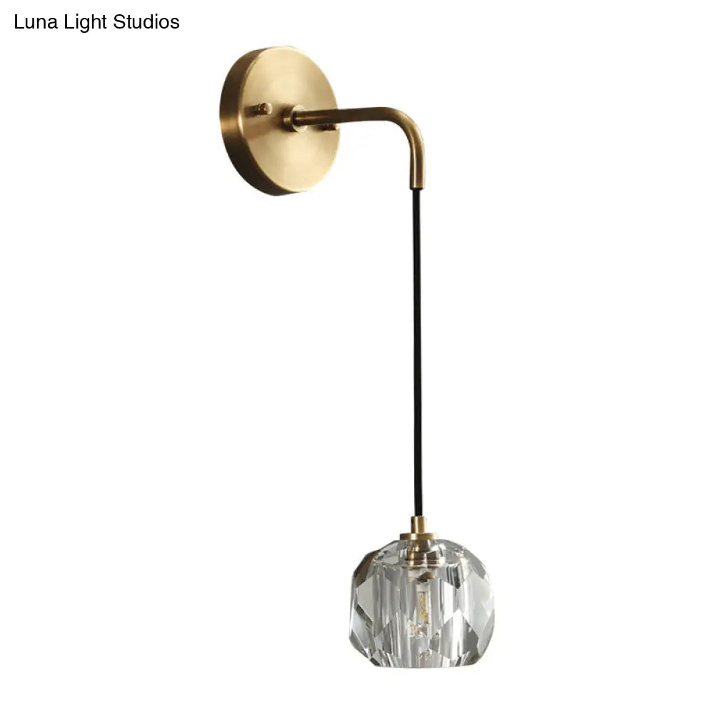 DecorBites™ Contemporary Crystal Wall Lamp – Gold Globe Sconce Light Fixture
