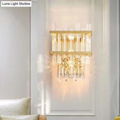 Aplique de pared contemporáneo de cristal DecorBites™: Lámpara lineal de latón/cromo de 3 luces