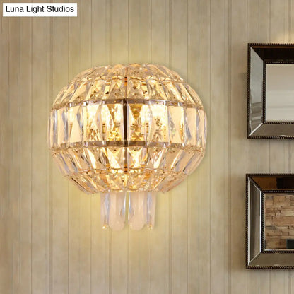 Aplique de pared contemporáneo de cristal DecorBites™ - Acabado dorado, diseño escalonado, 3 bombillas