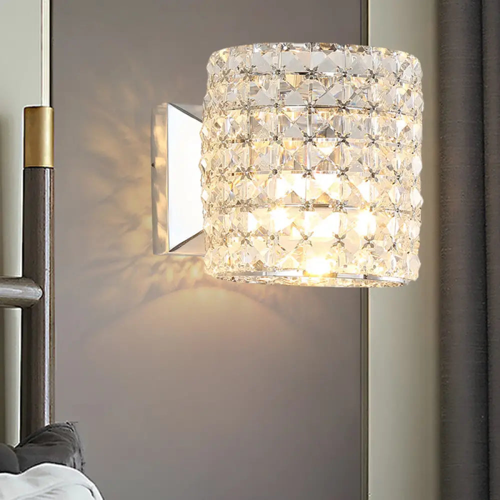 DecorBites™ DecorBites™ Contemporary Crystal Wall Sconce with Clear Cylinder Light Fixture