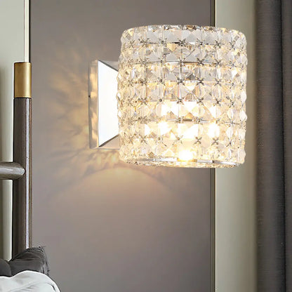 DecorBites™ DecorBites™ Contemporary Crystal Wall Sconce with Clear Cylinder Light Fixture