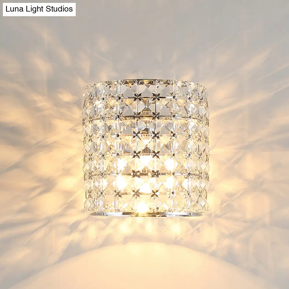 DecorBites™ DecorBites™ Contemporary Crystal Wall Sconce with Clear Cylinder Light Fixture