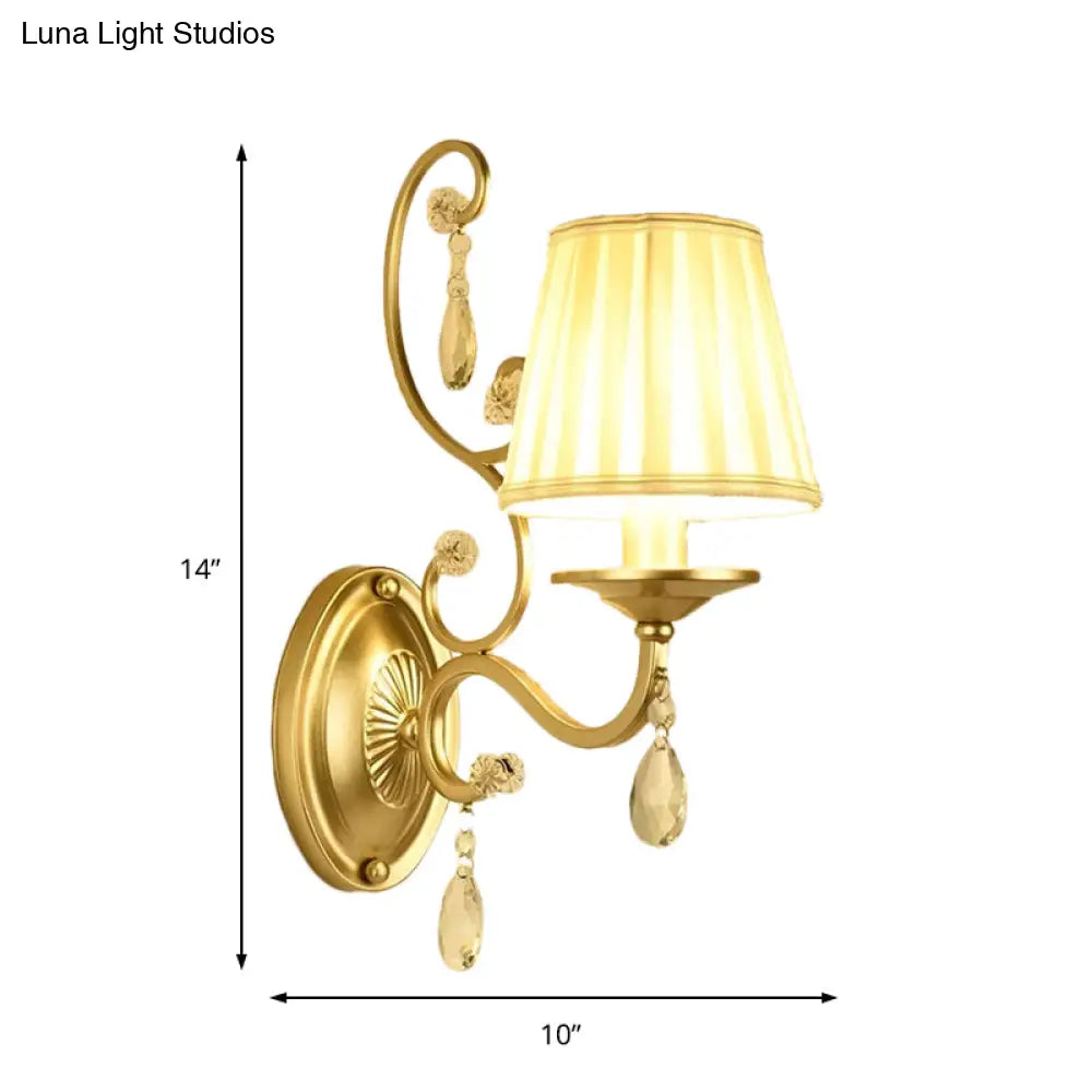 DecorBites™ DecorBites™ Contemporary Crystal Wall Sconce with Curved Arm and Brass Finish