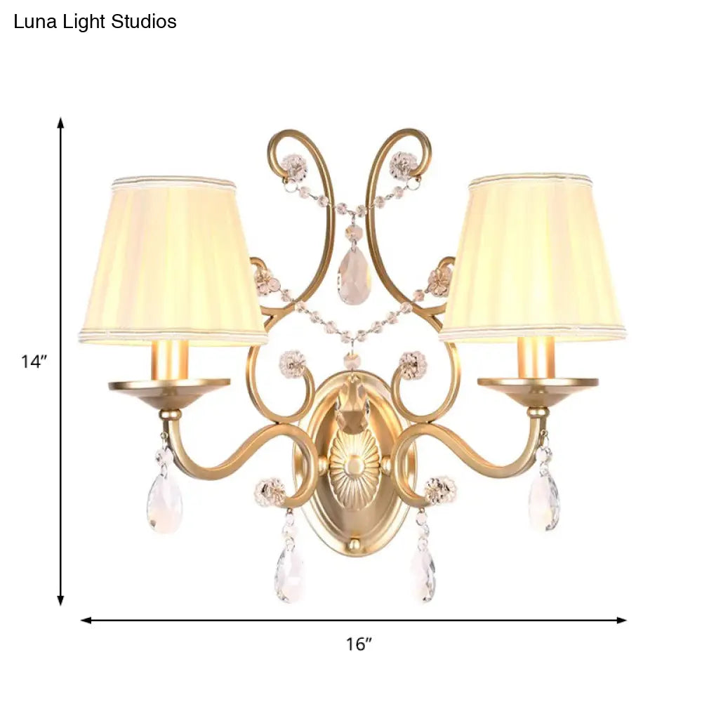 DecorBites™ DecorBites™ Contemporary Crystal Wall Sconce with Curved Arm and Brass Finish