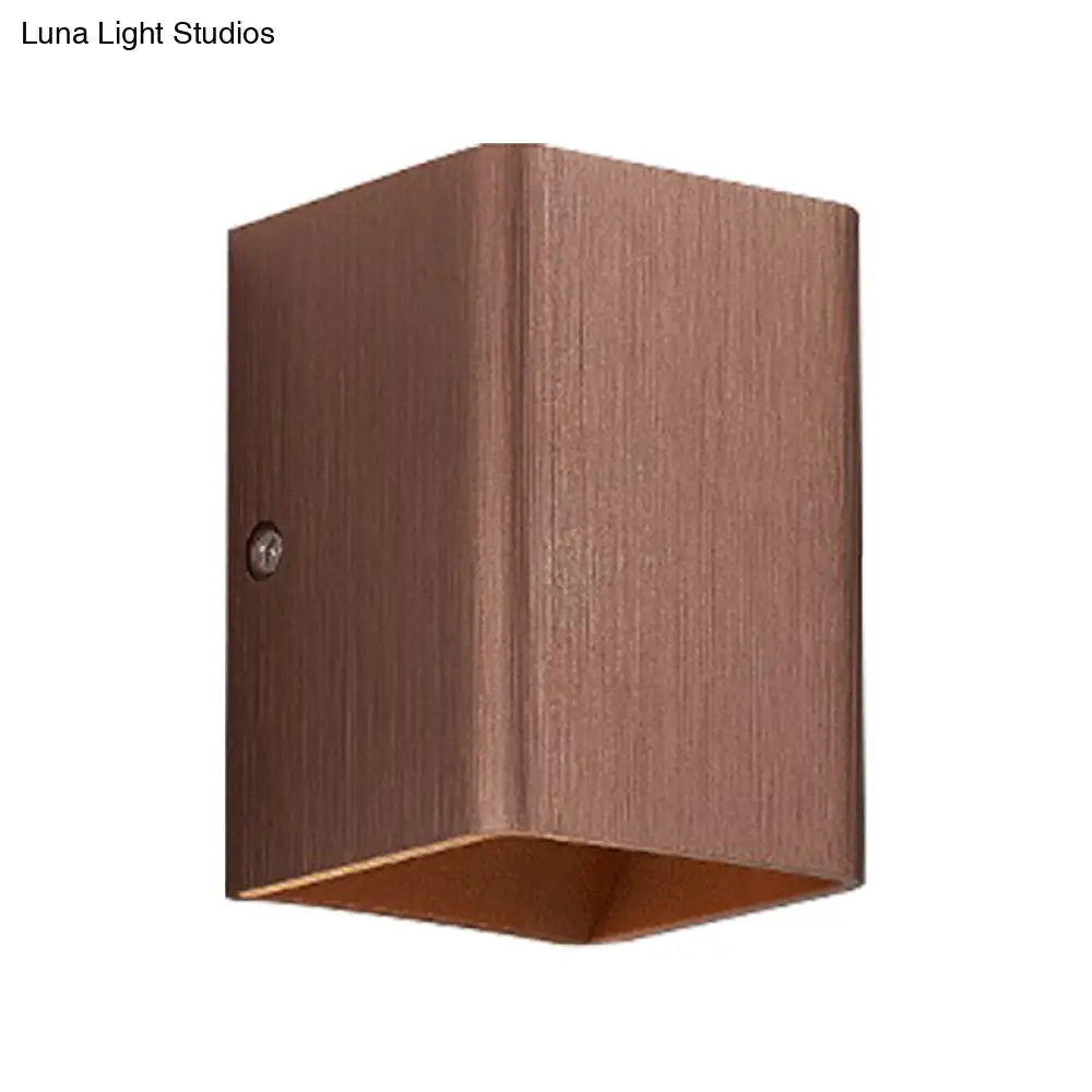 DecorBites™ DecorBites™ Contemporary Cuboid Metal LED Wall Sconce - Bronze/Gold/White Light for Living Room