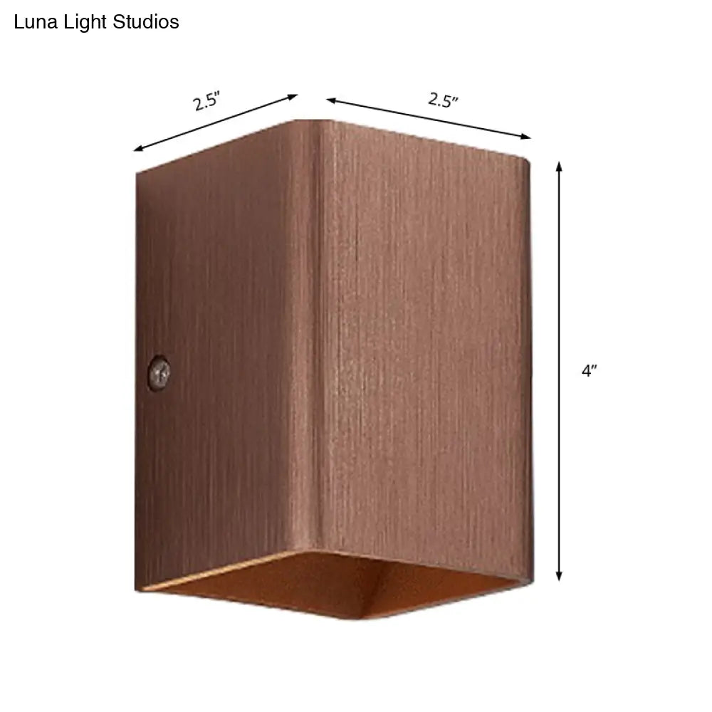 DecorBites™ DecorBites™ Contemporary Cuboid Metal LED Wall Sconce - Bronze/Gold/White Light for Living Room