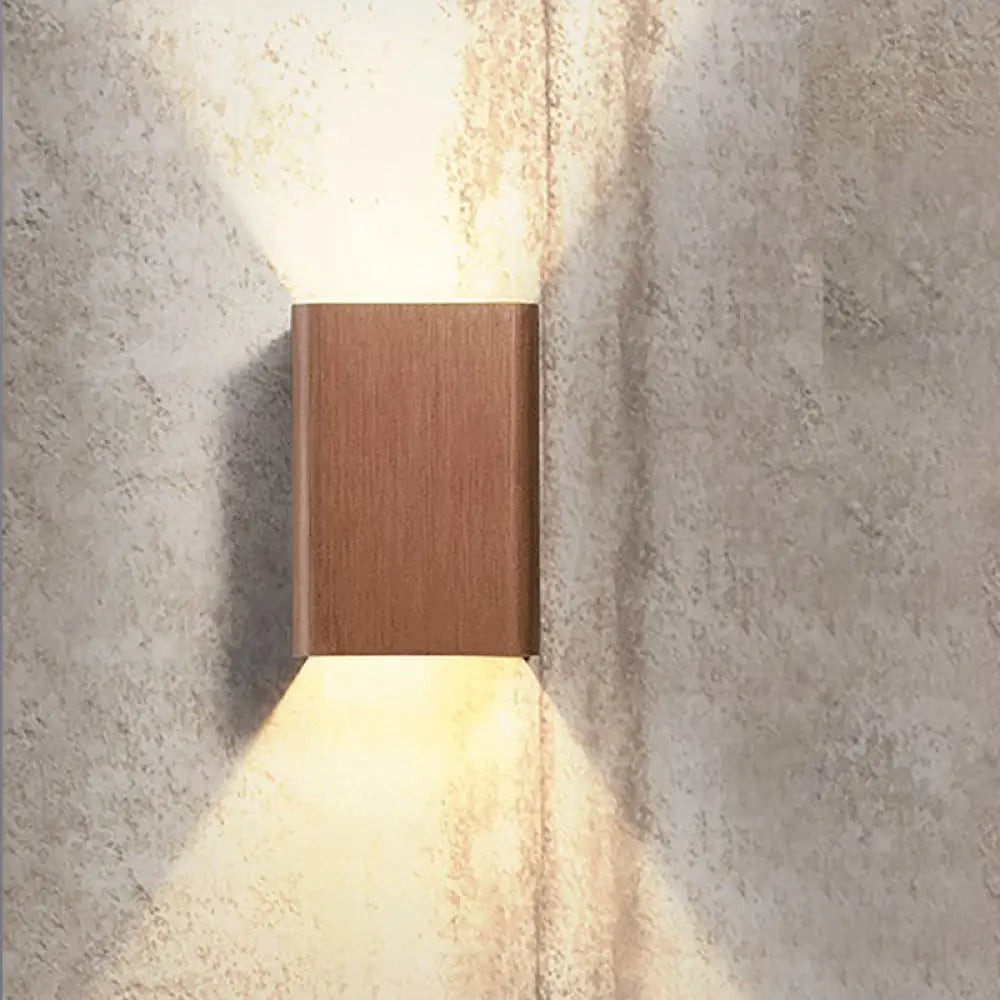 DecorBites™ DecorBites™ Contemporary Cuboid Metal LED Wall Sconce - Bronze/Gold/White Light for Living Room