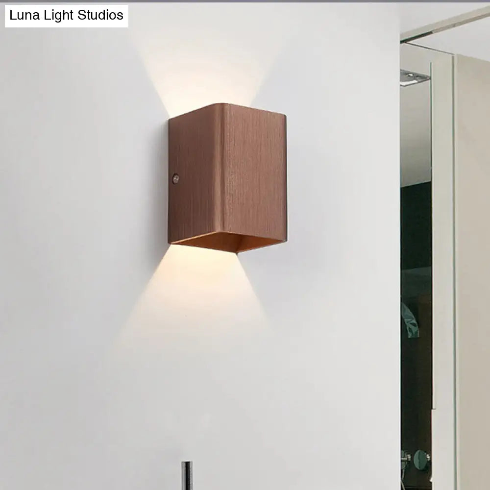 DecorBites™ DecorBites™ Contemporary Cuboid Metal LED Wall Sconce - Bronze/Gold/White Light for Living Room