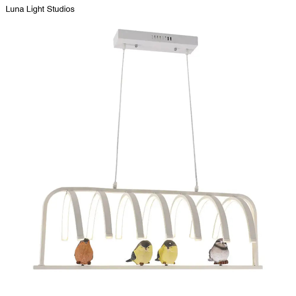 Lámpara de araña curva contemporánea de acrílico con iluminación LED, lámpara colgante moderna blanca con luz cálida/blanca/natural