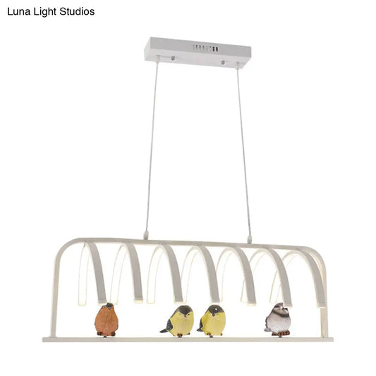 Lámpara de araña curva contemporánea de acrílico con iluminación LED, lámpara colgante moderna blanca con luz cálida/blanca/natural