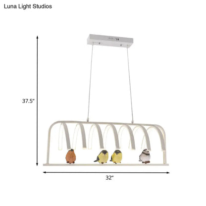Lámpara de araña curva contemporánea de acrílico con iluminación LED, lámpara colgante moderna blanca con luz cálida/blanca/natural