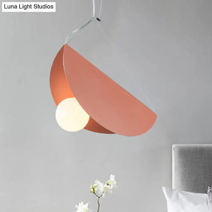 Contemporary Curved Hanging Lighting - 1 Light Metal Pendant for Bedroom - Black/Grey