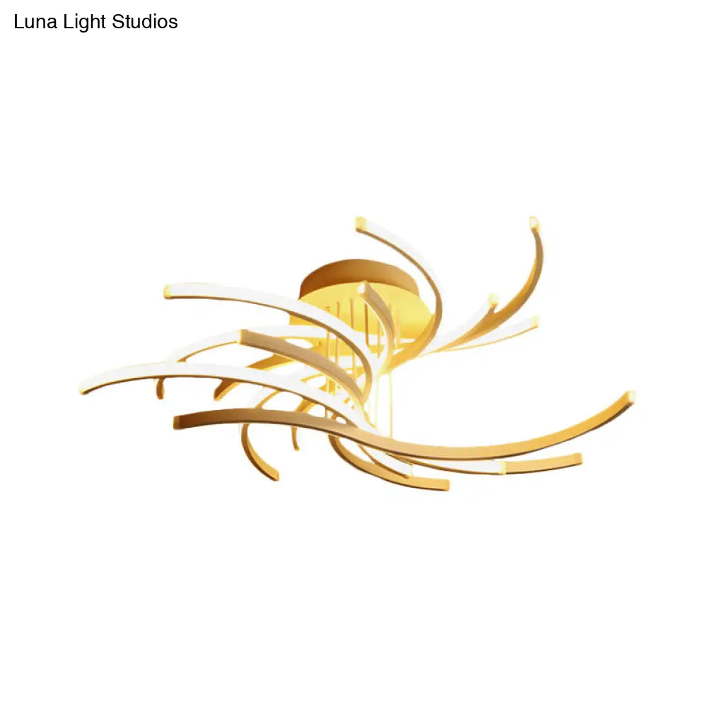 DecorBites™ DecorBites™ Contemporary Curved LED Flushmount Lighting in White for Modern Living Rooms