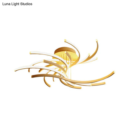 DecorBites™ DecorBites™ Contemporary Curved LED Flushmount Lighting in White for Modern Living Rooms