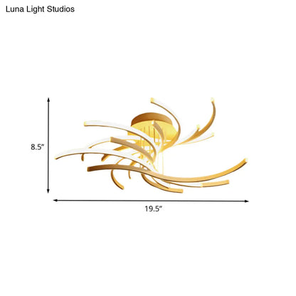 DecorBites™ DecorBites™ Contemporary Curved LED Flushmount Lighting in White for Modern Living Rooms