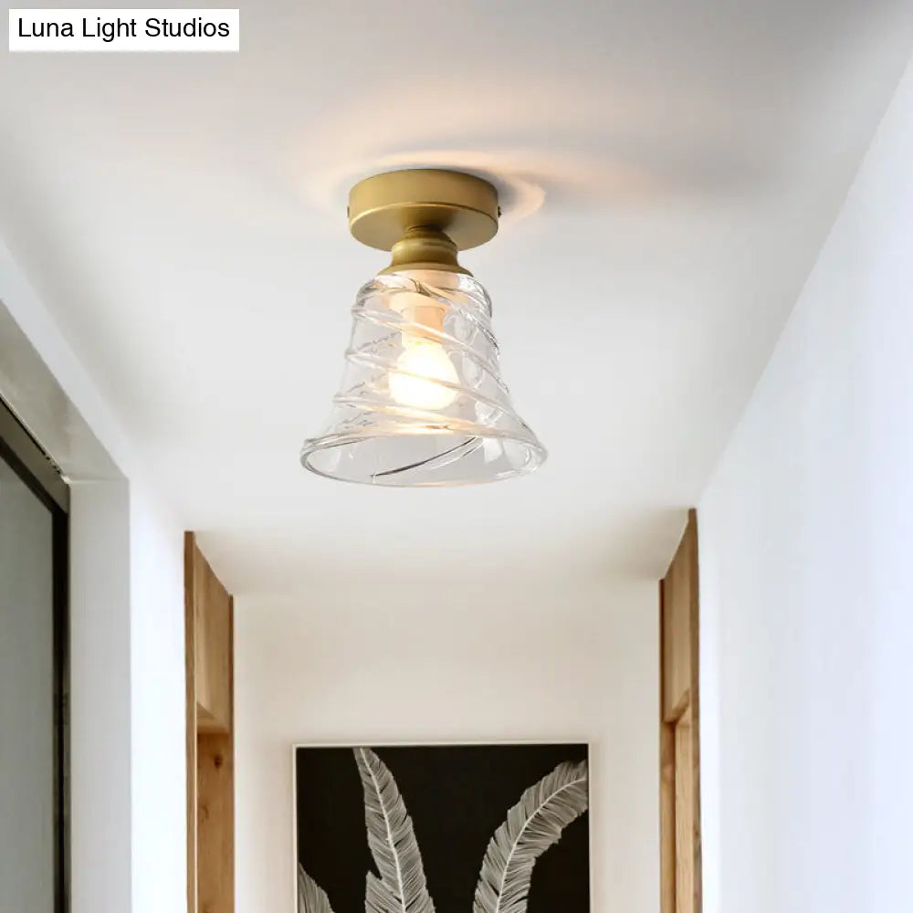 DecorBites™ DecorBites™ Contemporary Cyclone Glass Flush Mount Lamp with Clear Bell Shade