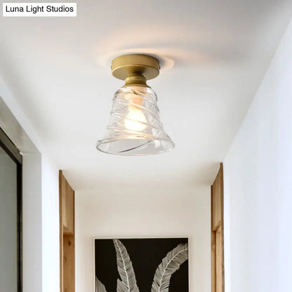 DecorBites™ DecorBites™ Contemporary Cyclone Glass Flush Mount Lamp with Clear Bell Shade