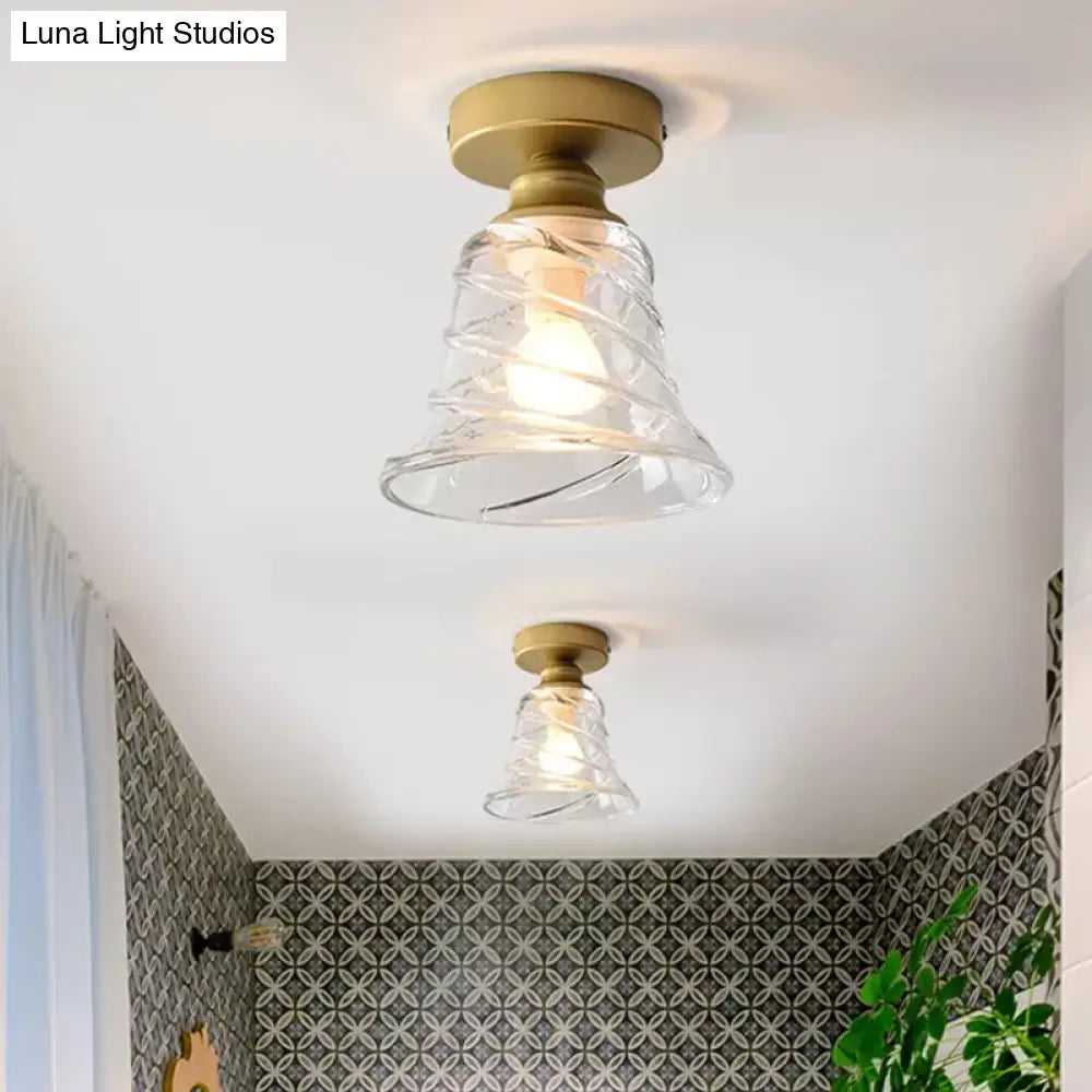 DecorBites™ DecorBites™ Contemporary Cyclone Glass Flush Mount Lamp with Clear Bell Shade