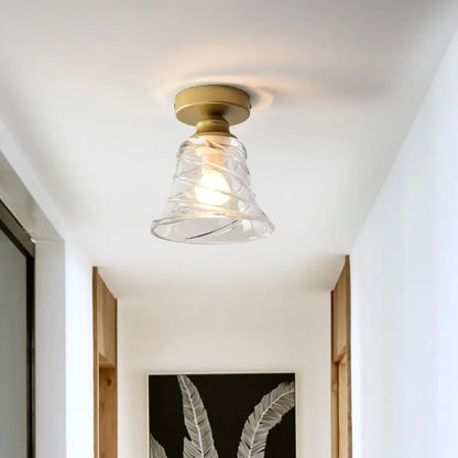 DecorBites™ DecorBites™ Contemporary Cyclone Glass Flush Mount Lamp with Clear Bell Shade