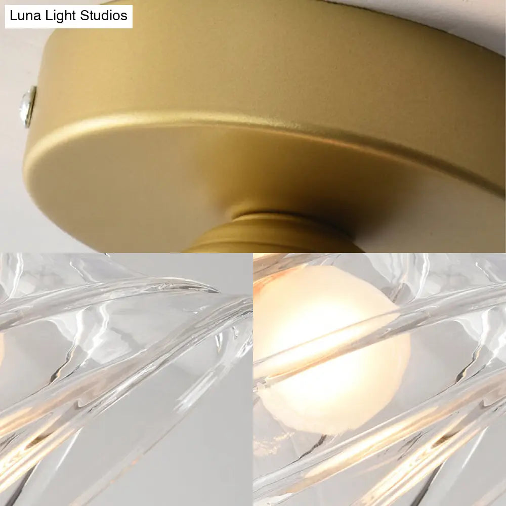 DecorBites™ DecorBites™ Contemporary Cyclone Glass Flush Mount Lamp with Clear Bell Shade