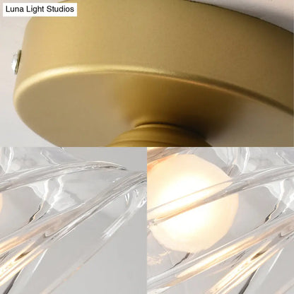 DecorBites™ DecorBites™ Contemporary Cyclone Glass Flush Mount Lamp with Clear Bell Shade