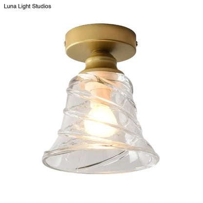 DecorBites™ DecorBites™ Contemporary Cyclone Glass Flush Mount Lamp with Clear Bell Shade