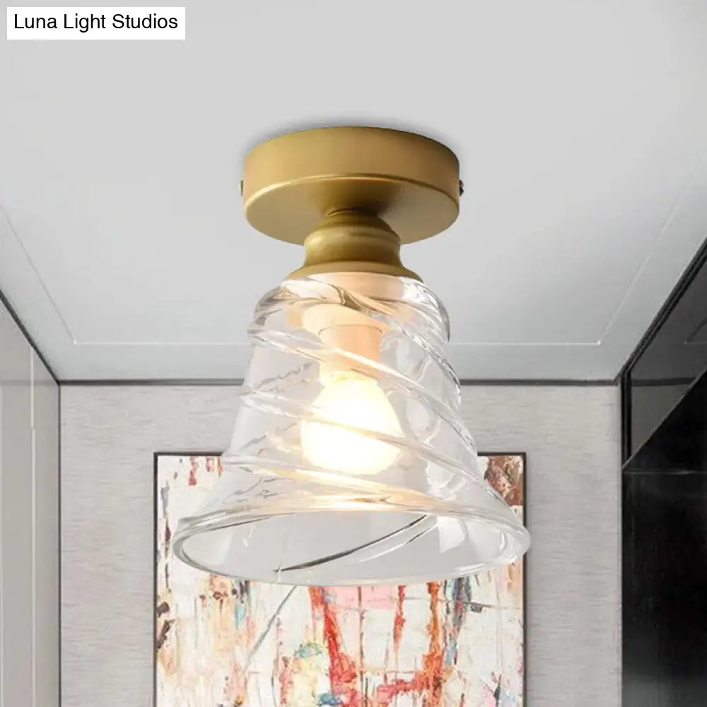 DecorBites™ DecorBites™ Contemporary Cyclone Glass Flush Mount Lamp with Clear Bell Shade