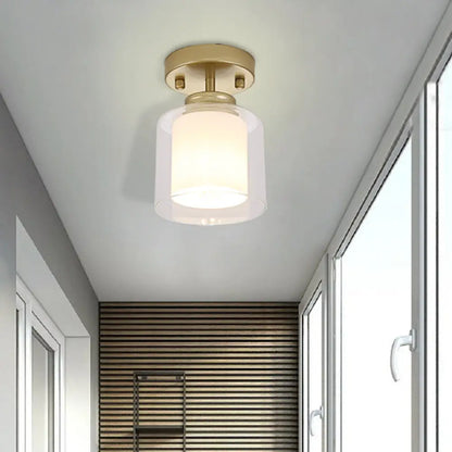 DecorBites™ DecorBites™ Contemporary Cylinder Semi Flush Ceiling Light with Glass Shade - Black/Silver/Gold Finish, 1 Bulb Fixture