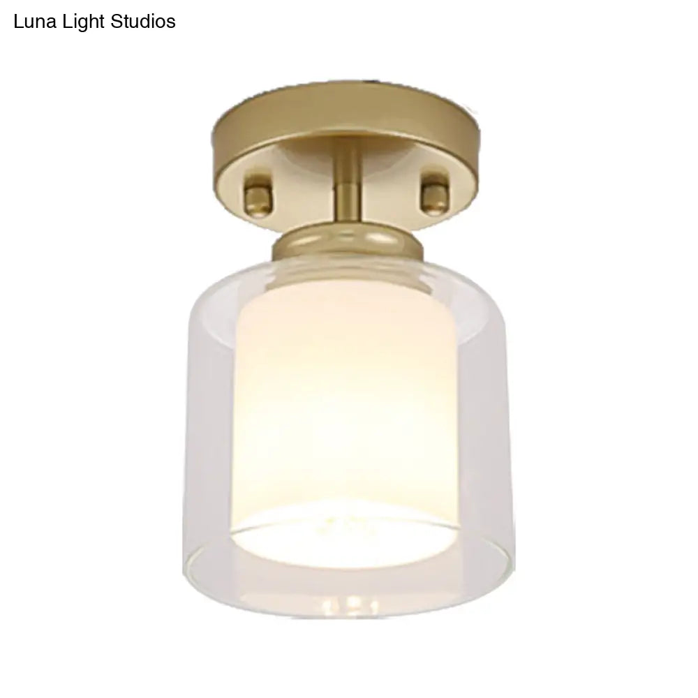 DecorBites™ DecorBites™ Contemporary Cylinder Semi Flush Ceiling Light with Glass Shade - Black/Silver/Gold Finish, 1 Bulb Fixture