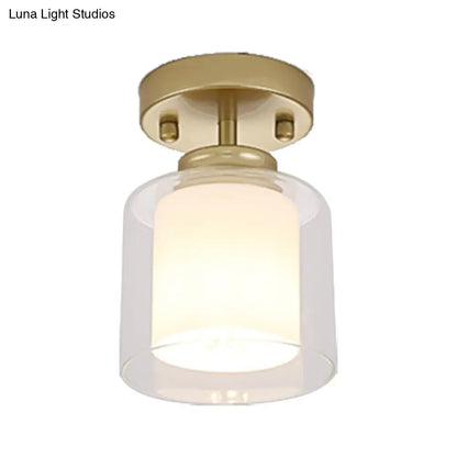 DecorBites™ DecorBites™ Contemporary Cylinder Semi Flush Ceiling Light with Glass Shade - Black/Silver/Gold Finish, 1 Bulb Fixture