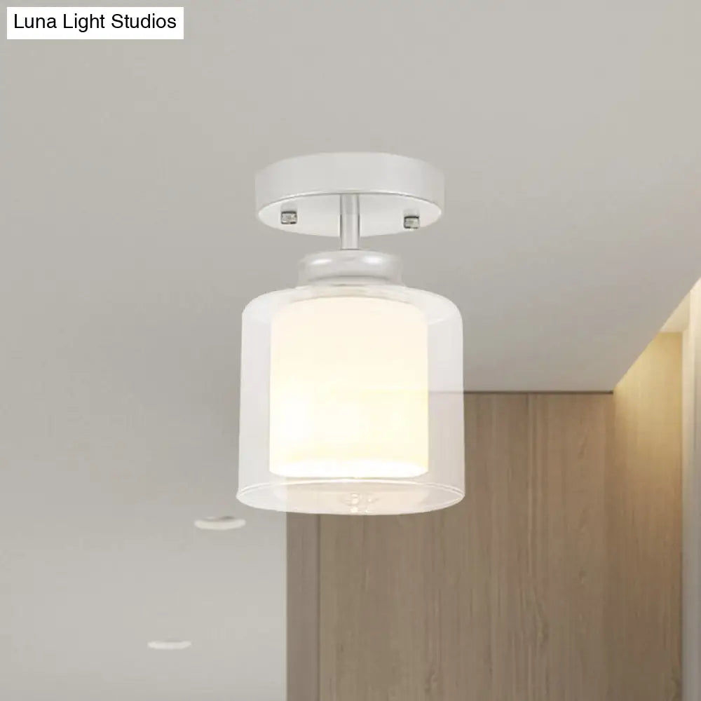 DecorBites™ DecorBites™ Contemporary Cylinder Semi Flush Ceiling Light with Glass Shade - Black/Silver/Gold Finish, 1 Bulb Fixture