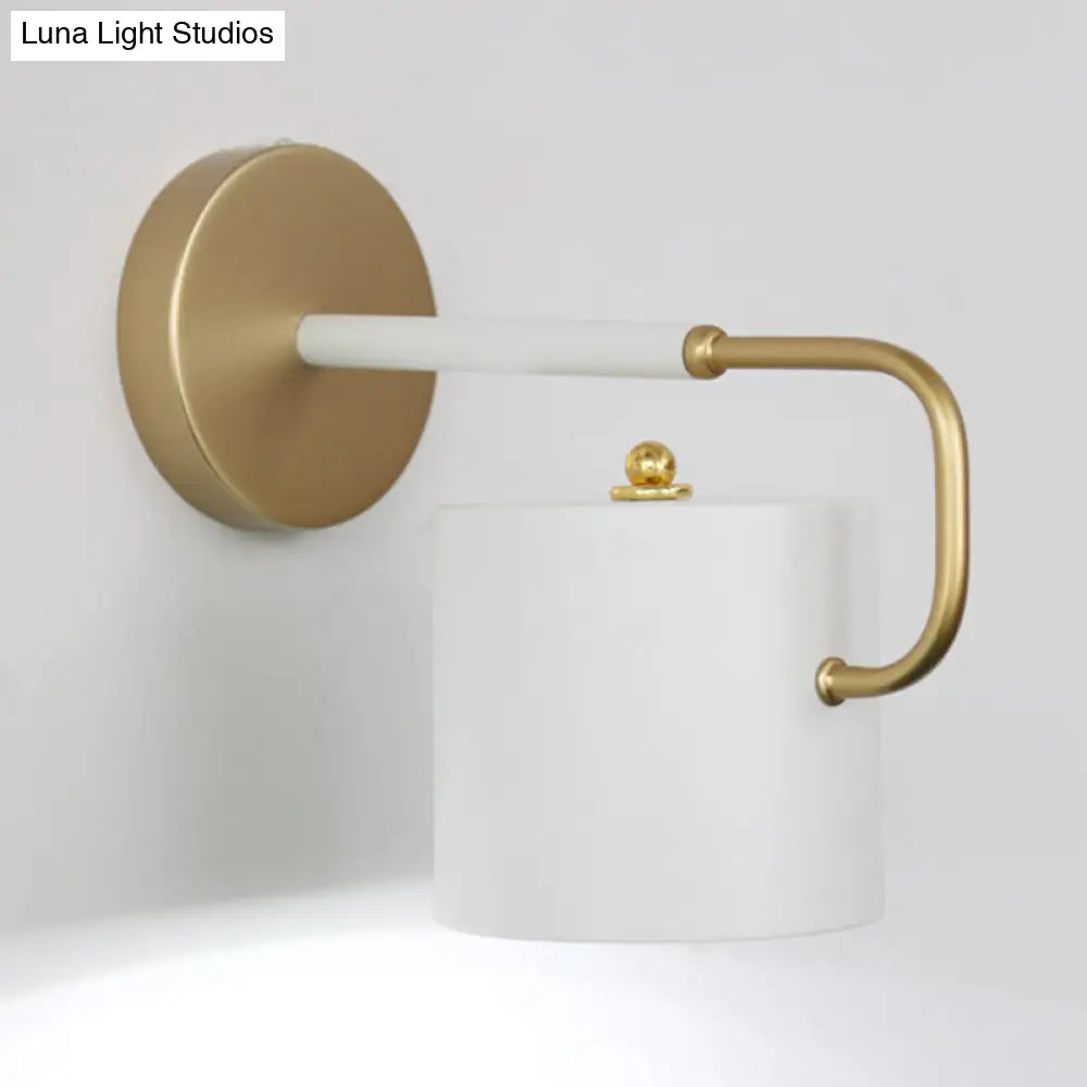 Aplique de pared cilíndrico contemporáneo DecorBites™ con brazo curvo - Lámpara de pared de metal blanco (1 bombilla)