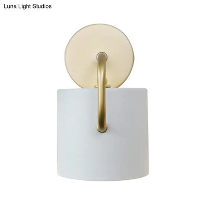 Aplique de pared cilíndrico contemporáneo DecorBites™ con brazo curvo - Lámpara de pared de metal blanco (1 bombilla)