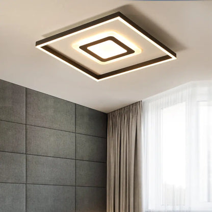 DecorBites™ DecorBites™ Contemporary Dark Brown Acrylic LED Flush Ceiling Light - Square/Rectangular Design