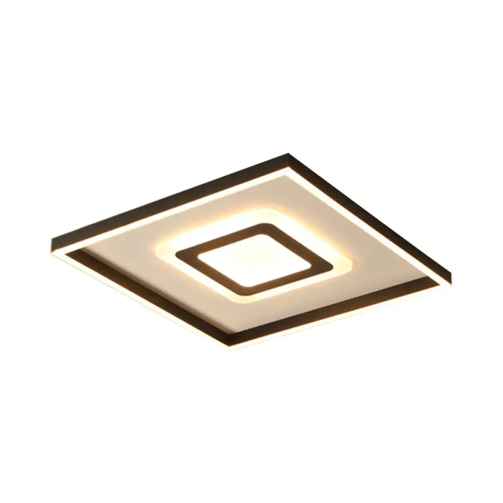 DecorBites™ DecorBites™ Contemporary Dark Brown Acrylic LED Flush Ceiling Light - Square/Rectangular Design