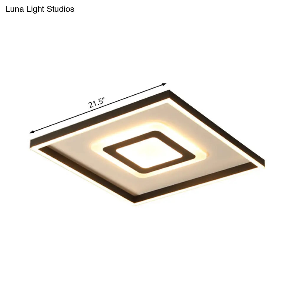 DecorBites™ DecorBites™ Contemporary Dark Brown Acrylic LED Flush Ceiling Light - Square/Rectangular Design