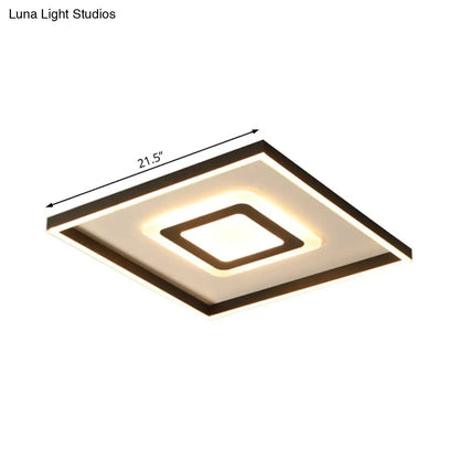 DecorBites™ DecorBites™ Contemporary Dark Brown Acrylic LED Flush Ceiling Light - Square/Rectangular Design